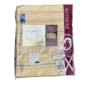 New Biltmore Whitney Quilt Euro Sham 100% Cotton Striped Yellow Orange Green 26"